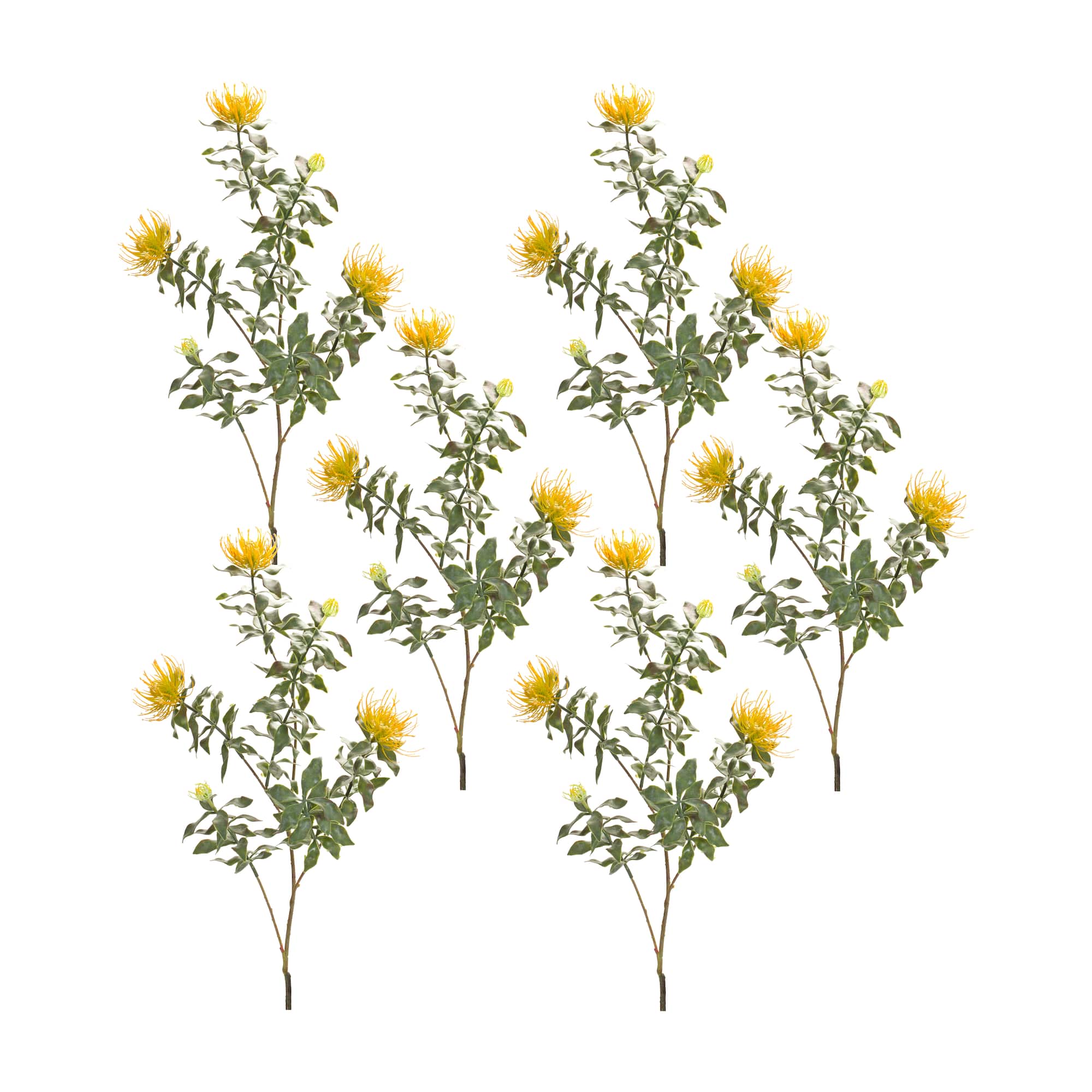 34.25" Yellow Flocked Protea Sprays, 6ct.